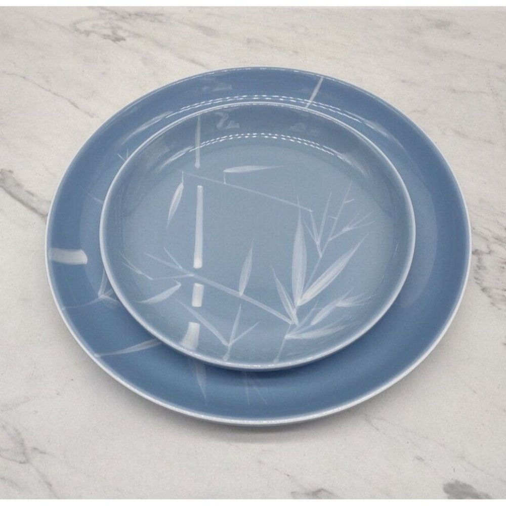 MCM Winfield Porcelain Blue Pacific Pattern Dinner Salad Plates Hand Crafted USA